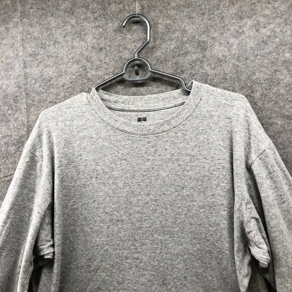 Uniqlo Soft Brushed Crewneck T Shirt Mens XL Gray Long Sleeve Cotton Unisex - Picture 3 of 9
